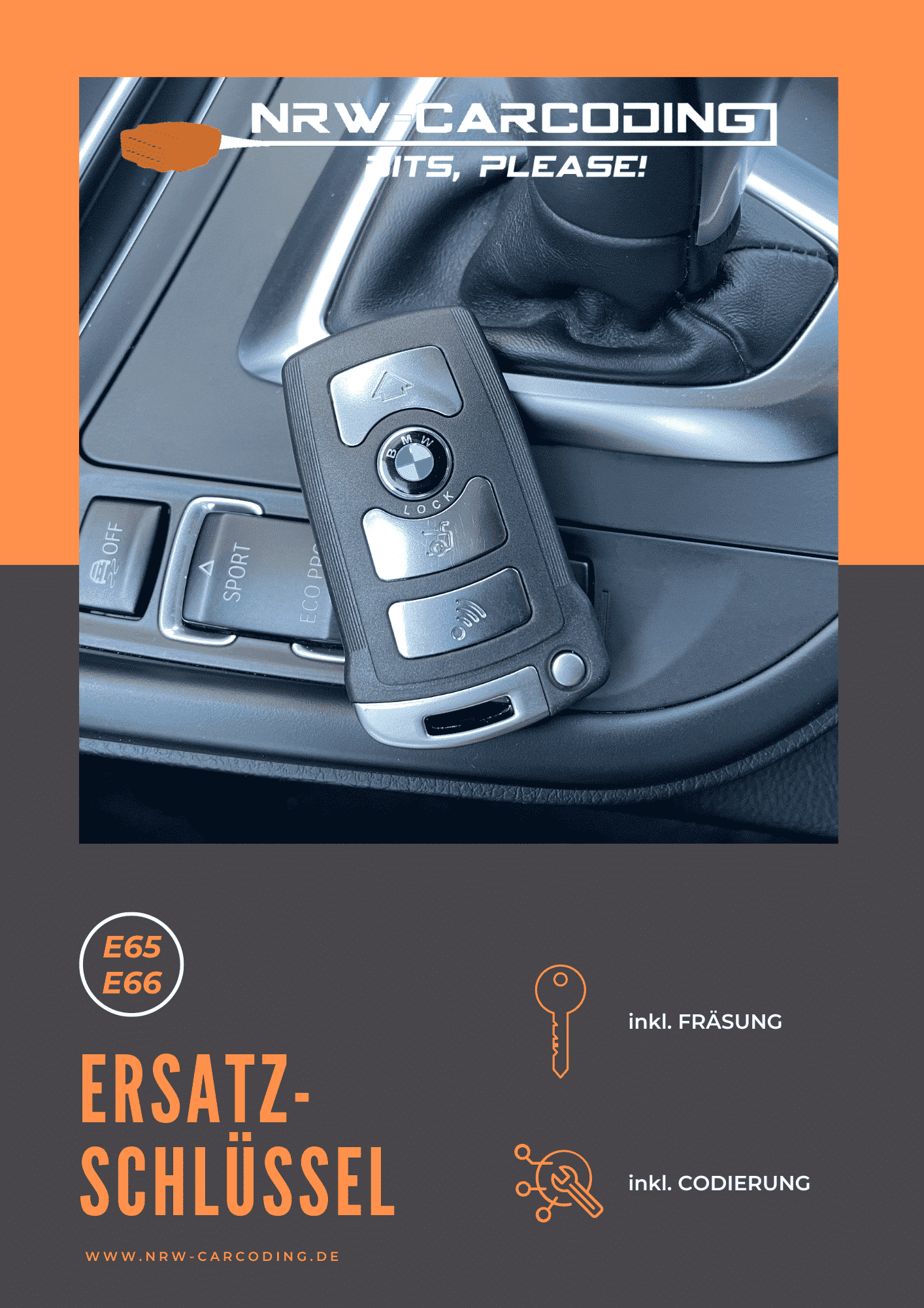 Ersatz-Schlüssel inkl. Codierung & Fräsung für BMW 7er E65 E66 E67 E68