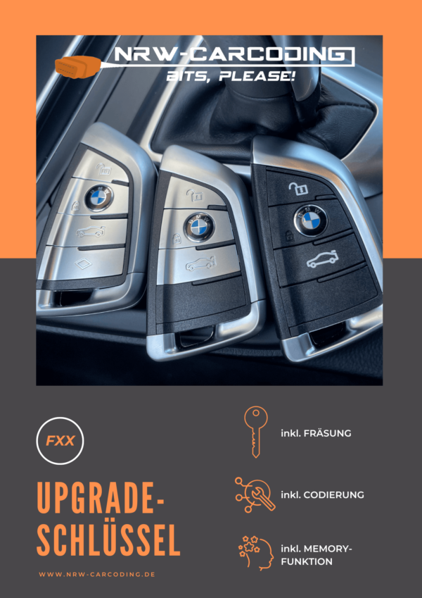 Upgrade-Schlüssel im G-Serien-Design für BMW F-Serie (silber 4 Tasten, silber 3 Tasten, schwarz 3 Tasten)